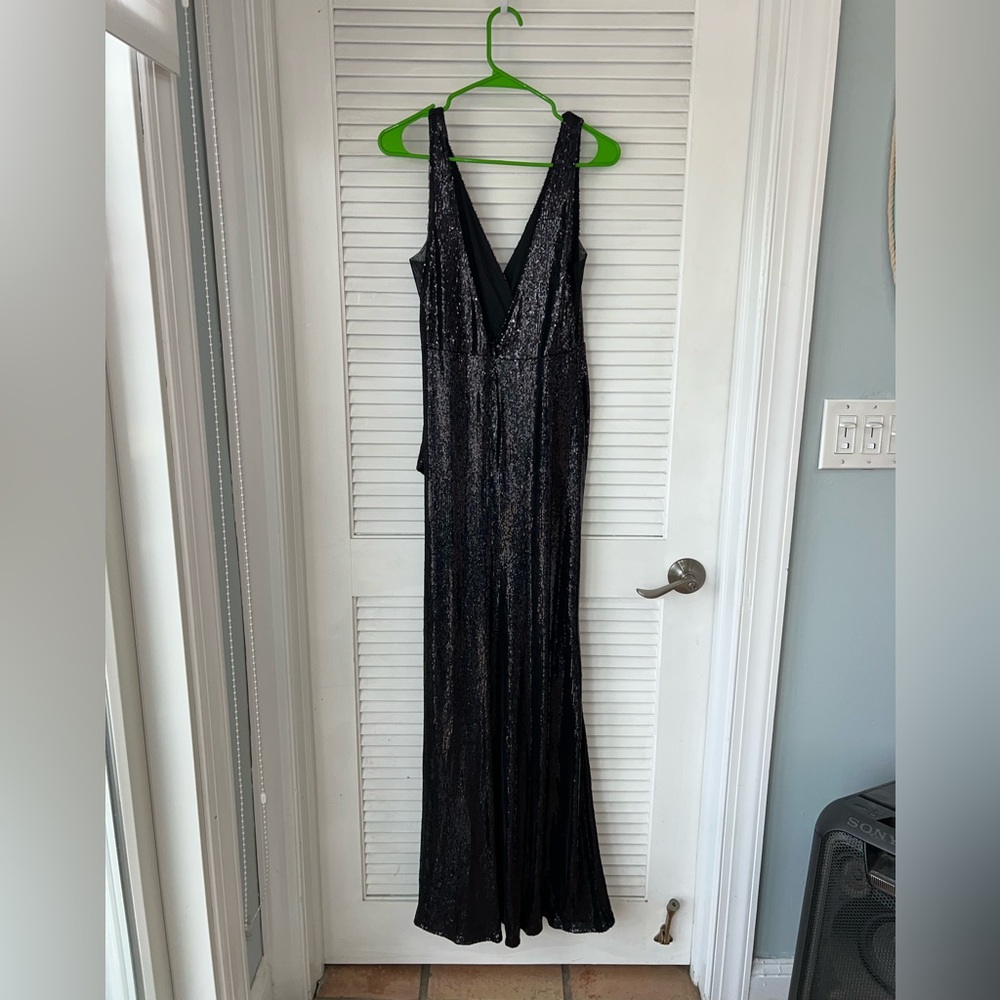 Black Sequin Embellished Cocktail Gown